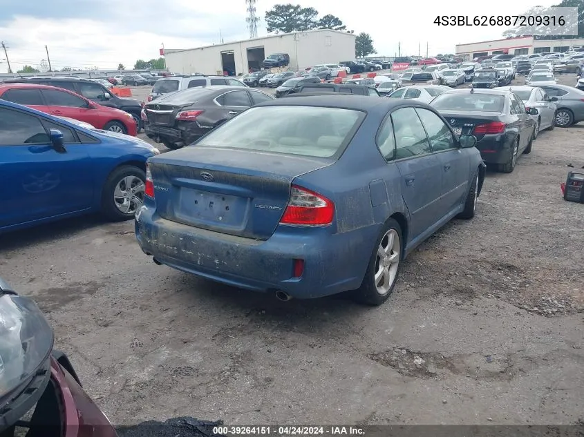 2008 Subaru Legacy 2.5I Limited VIN: 4S3BL626887209316 Lot: 39264151