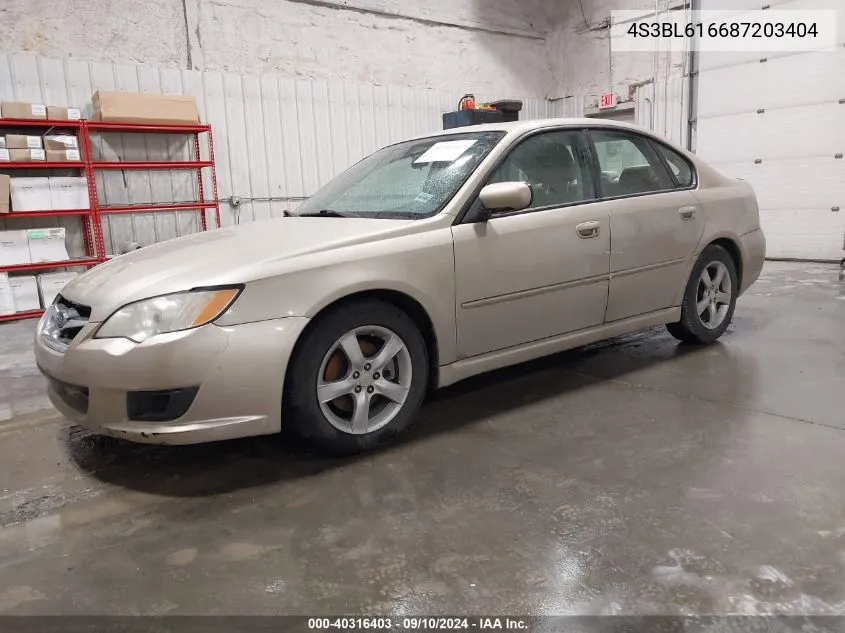 4S3BL616687203404 2008 Subaru Legacy 2.5I