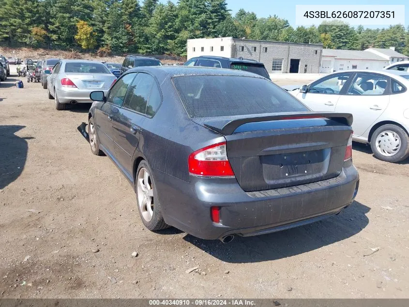 4S3BL626087207351 2008 Subaru Legacy 2.5I Limited