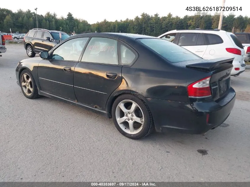 4S3BL626187209514 2008 Subaru Legacy 2.5I Limited