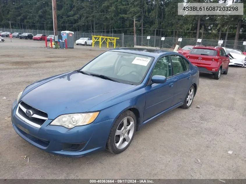 2008 Subaru Legacy 2.5I VIN: 4S3BL616087203298 Lot: 40363664