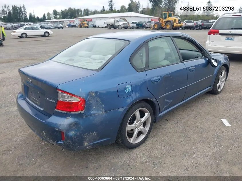 2008 Subaru Legacy 2.5I VIN: 4S3BL616087203298 Lot: 40363664