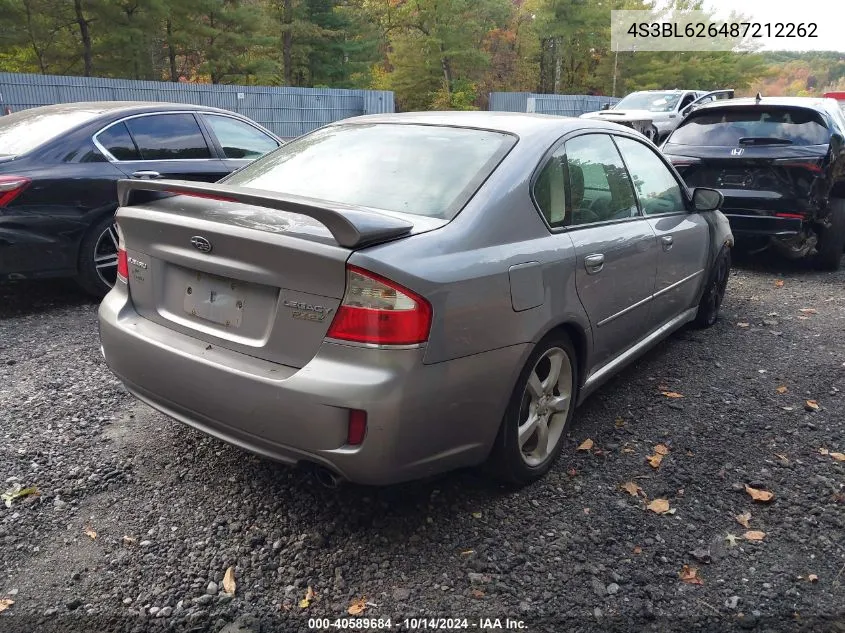 2008 Subaru Legacy 2.5I Limited VIN: 4S3BL626487212262 Lot: 40589684