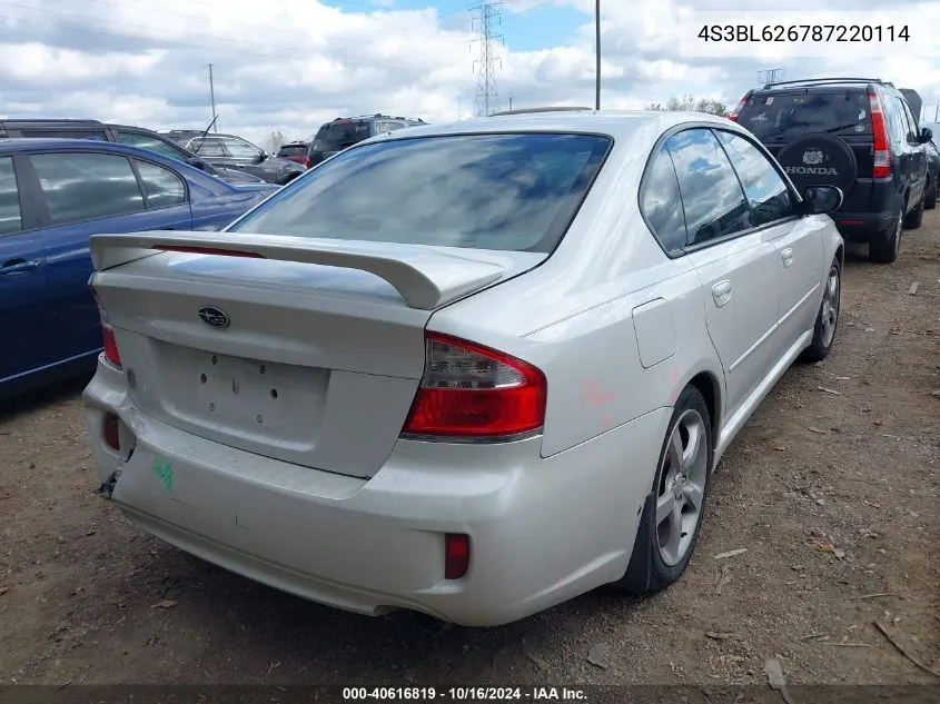 4S3BL626787220114 2008 Subaru Legacy 2.5I Limited