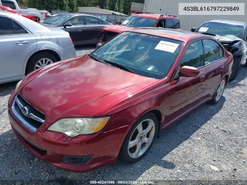 2009 Subaru Legacy 2.5I VIN: 4S3BL616797229849 Lot: 40241086