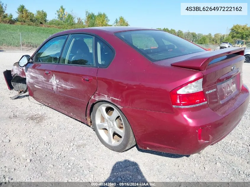 2009 Subaru Legacy 2.5I Limited VIN: 4S3BL626497222162 Lot: 40342040