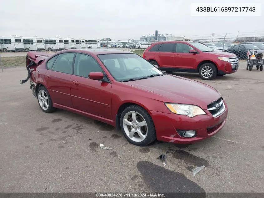 2009 Subaru Legacy 2.5I VIN: 4S3BL616897217743 Lot: 40824278