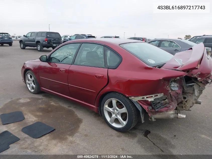 2009 Subaru Legacy 2.5I VIN: 4S3BL616897217743 Lot: 40824278