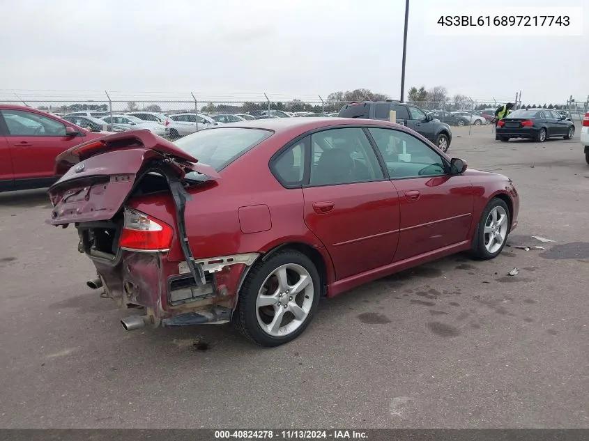 2009 Subaru Legacy 2.5I VIN: 4S3BL616897217743 Lot: 40824278