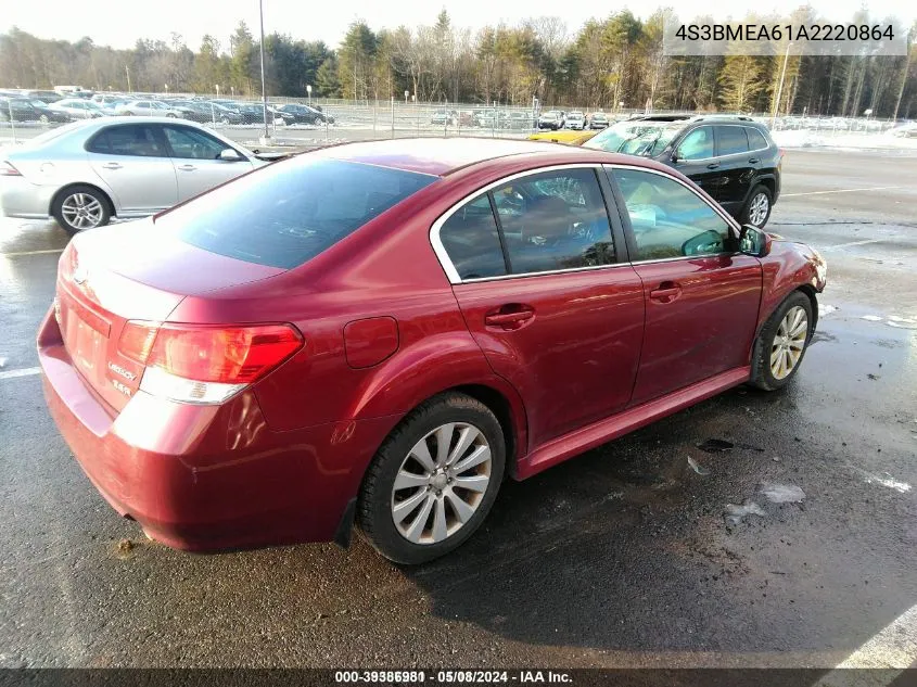 2010 Subaru Legacy 3.6R VIN: 4S3BMEA61A2220864 Lot: 39386981