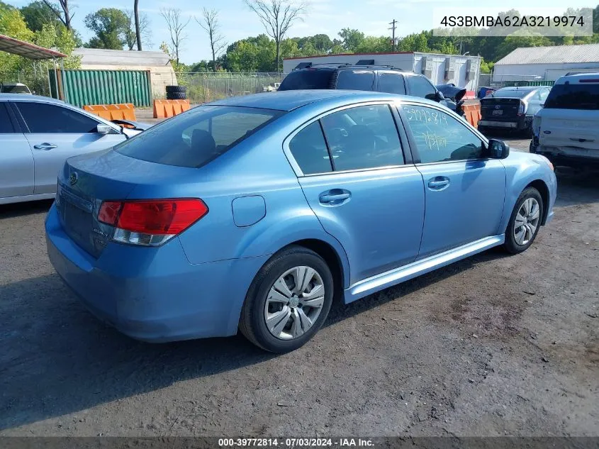 2010 Subaru Legacy 2.5I VIN: 4S3BMBA62A3219974 Lot: 39772814