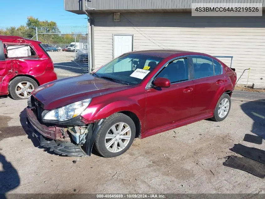 2010 Subaru Legacy 2.5I Premium VIN: 4S3BMCC64A3219526 Lot: 40545689