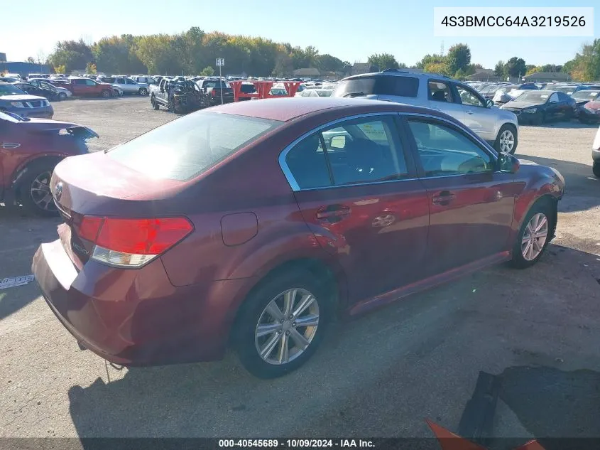 2010 Subaru Legacy 2.5I Premium VIN: 4S3BMCC64A3219526 Lot: 40545689