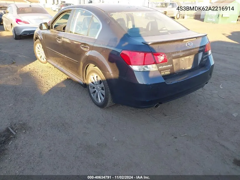 2010 Subaru Legacy 3.6R Limited VIN: 4S3BMDK62A2216914 Lot: 40634791