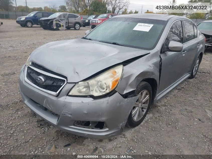 2010 Subaru Legacy 2.5I Premium VIN: 4S3BMBG6XA3240322 Lot: 40699994