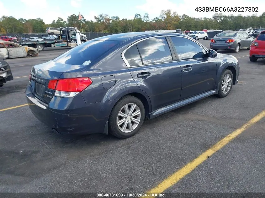 2010 Subaru Legacy 2.5I Premium VIN: 4S3BMBC66A3227802 Lot: 40731699