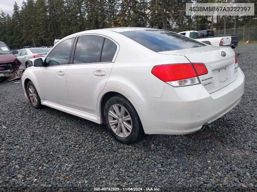 2010 Subaru Legacy 2.5I Premium VIN: 4S3BMBB67A3222397 Lot: 40752829