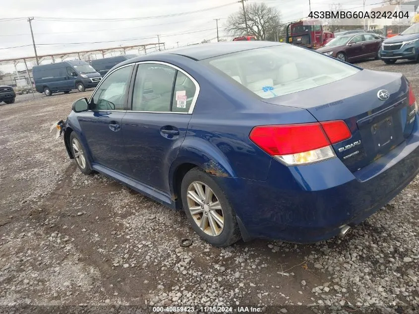 2010 Subaru Legacy 2.5I Premium VIN: 4S3BMBG60A3242404 Lot: 40859423