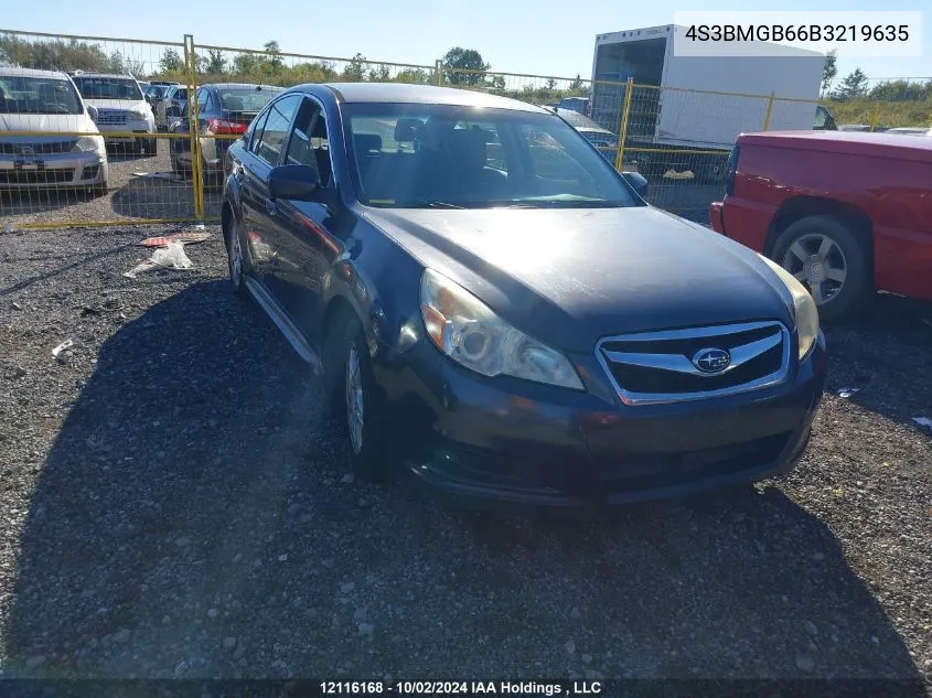 2011 Subaru Legacy 2.5I Premium VIN: 4S3BMGB66B3219635 Lot: 12116168