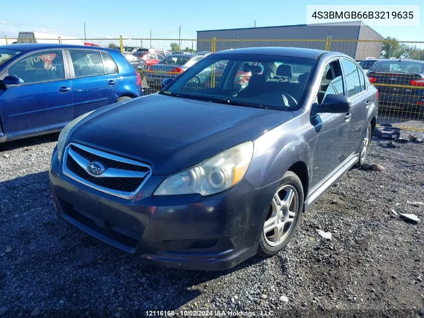 2011 Subaru Legacy 2.5I Premium VIN: 4S3BMGB66B3219635 Lot: 12116168