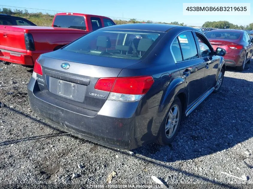 2011 Subaru Legacy 2.5I Premium VIN: 4S3BMGB66B3219635 Lot: 12116168