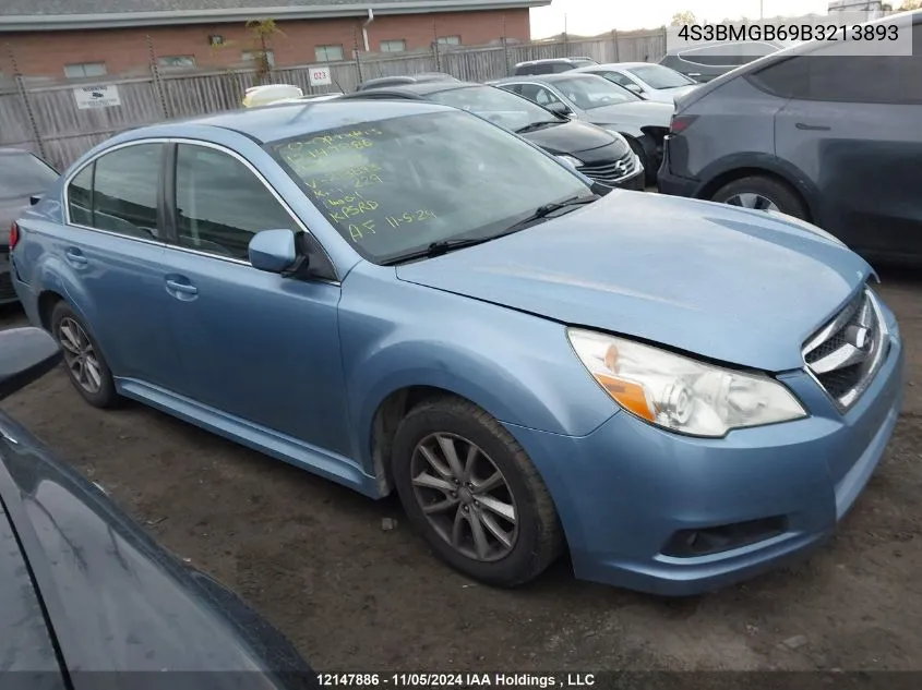 2011 Subaru Legacy 2.5I Premium VIN: 4S3BMGB69B3213893 Lot: 12147886