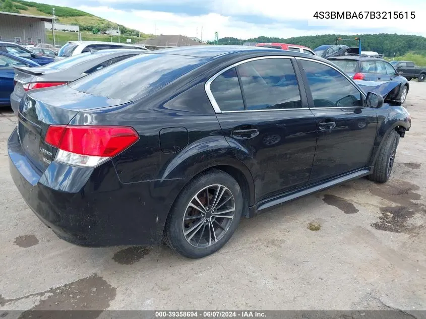 2011 Subaru Legacy 2.5I VIN: 4S3BMBA67B3215615 Lot: 39358694