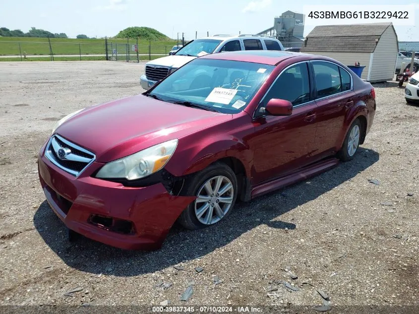 2011 Subaru Legacy 2.5I Premium VIN: 4S3BMBG61B3229422 Lot: 39837345