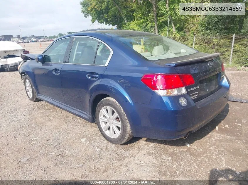 2011 Subaru Legacy 2.5I Premium VIN: 4S3BMCC63B3214559 Lot: 40001739