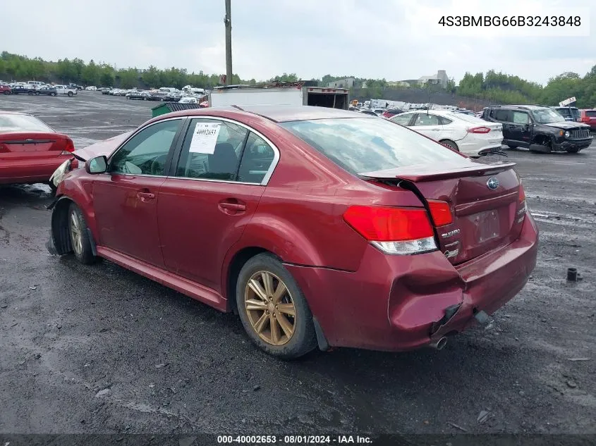 4S3BMBG66B3243848 2011 Subaru Legacy 2.5I Premium