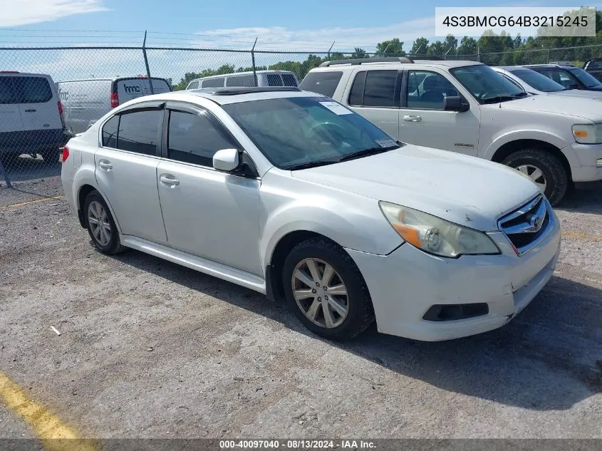 2011 Subaru Legacy 2.5I Premium VIN: 4S3BMCG64B3215245 Lot: 40097040