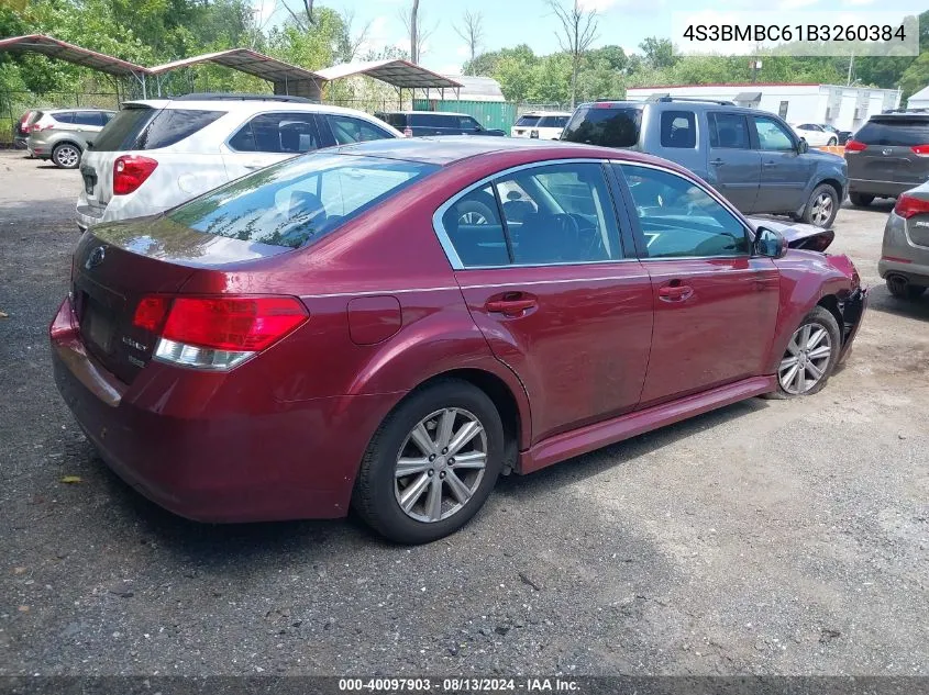 4S3BMBC61B3260384 2011 Subaru Legacy 2.5I Premium