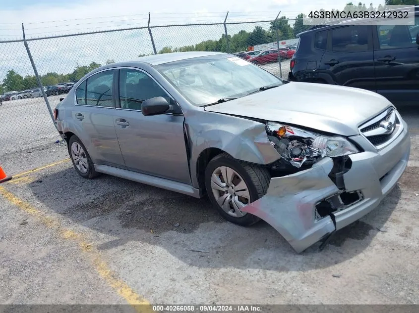 2011 Subaru Legacy 2.5I VIN: 4S3BMCA63B3242932 Lot: 40266058