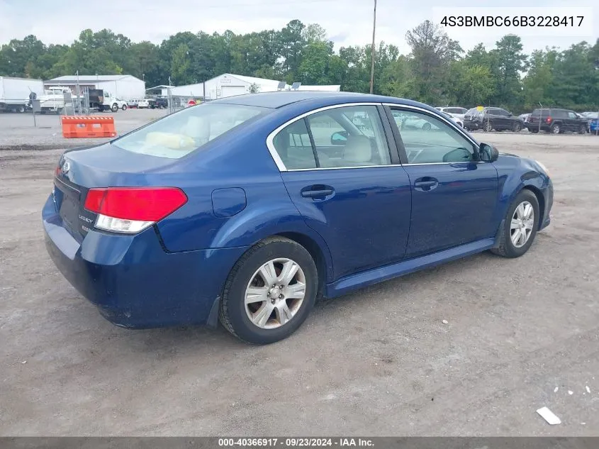 2011 Subaru Legacy 2.5I Premium VIN: 4S3BMBC66B3228417 Lot: 40366917