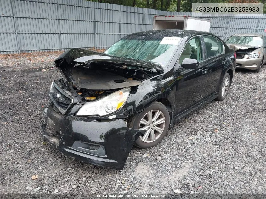 2011 Subaru Legacy 2.5I Premium VIN: 4S3BMBC62B3258983 Lot: 40444548