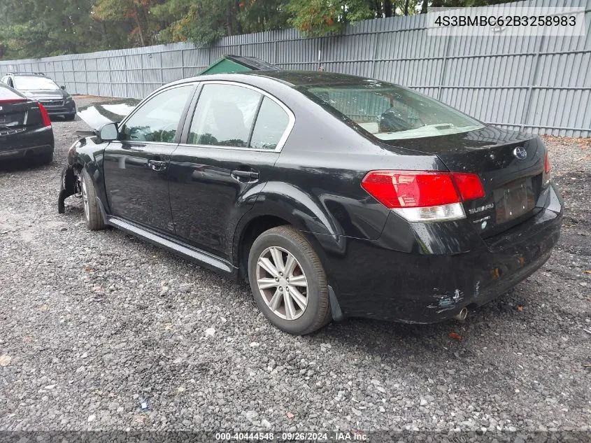 2011 Subaru Legacy 2.5I Premium VIN: 4S3BMBC62B3258983 Lot: 40444548