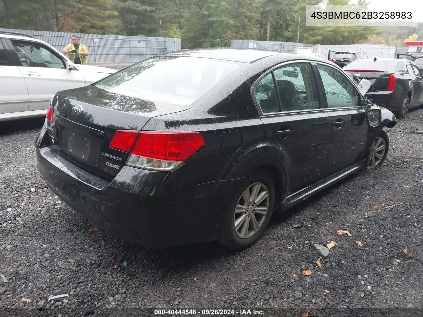 2011 Subaru Legacy 2.5I Premium VIN: 4S3BMBC62B3258983 Lot: 40444548