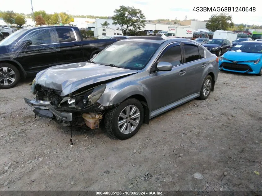 2011 Subaru Legacy 2.5I Premium VIN: 4S3BMAG68B1240648 Lot: 40505125