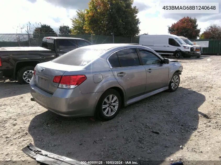 2011 Subaru Legacy 2.5I Premium VIN: 4S3BMAG68B1240648 Lot: 40505125