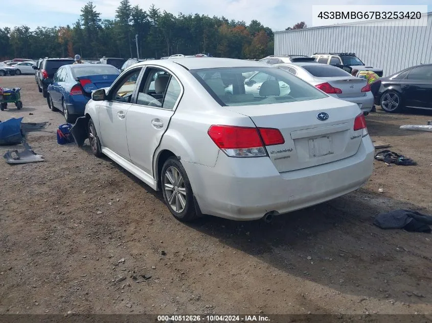 2011 Subaru Legacy 2.5I Premium VIN: 4S3BMBG67B3253420 Lot: 40512626