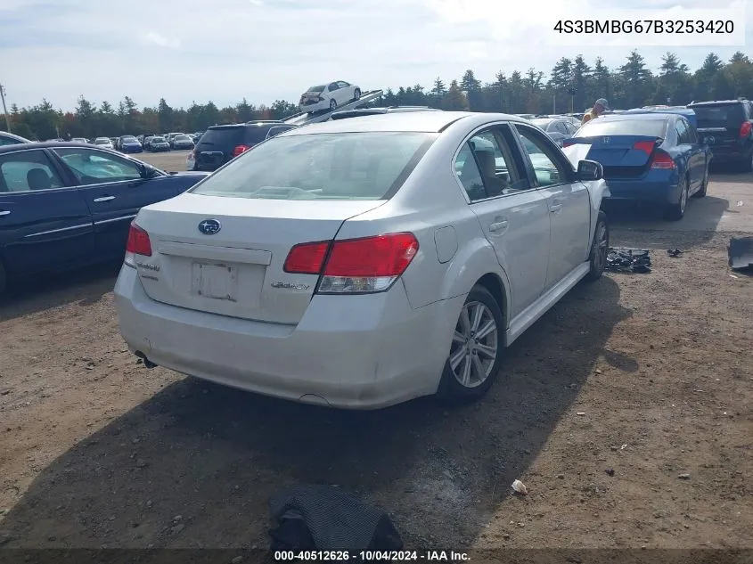 2011 Subaru Legacy 2.5I Premium VIN: 4S3BMBG67B3253420 Lot: 40512626