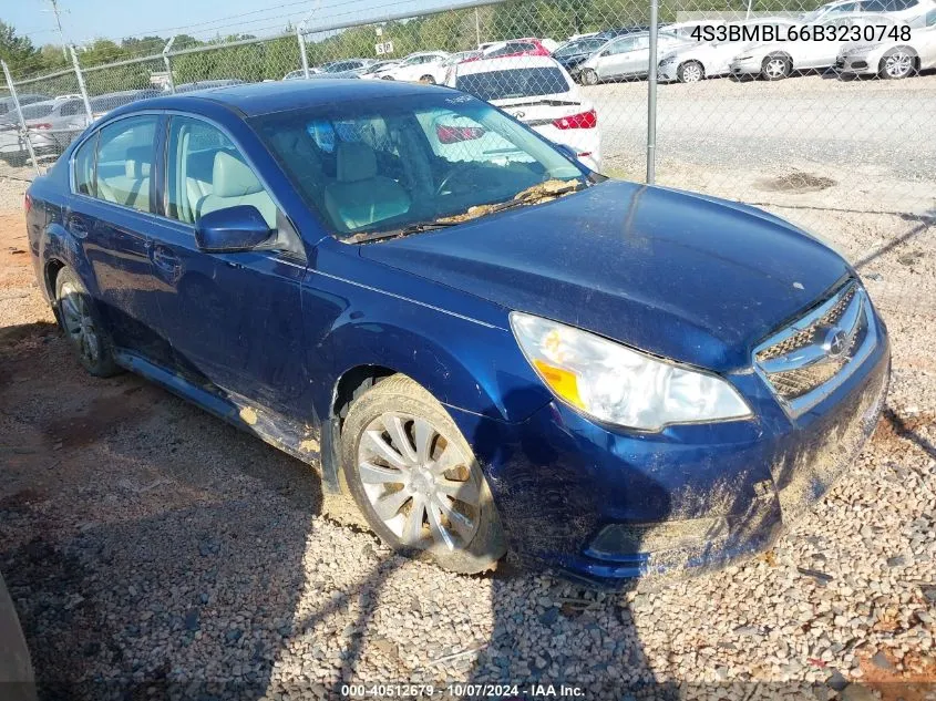 2011 Subaru Legacy 2.5I Limited VIN: 4S3BMBL66B3230748 Lot: 40512679