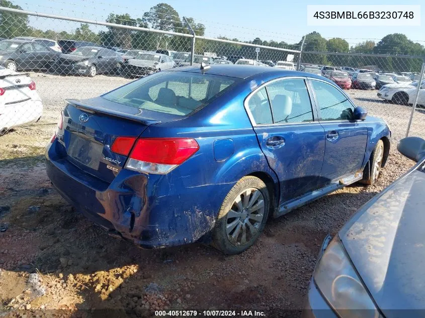 2011 Subaru Legacy 2.5I Limited VIN: 4S3BMBL66B3230748 Lot: 40512679