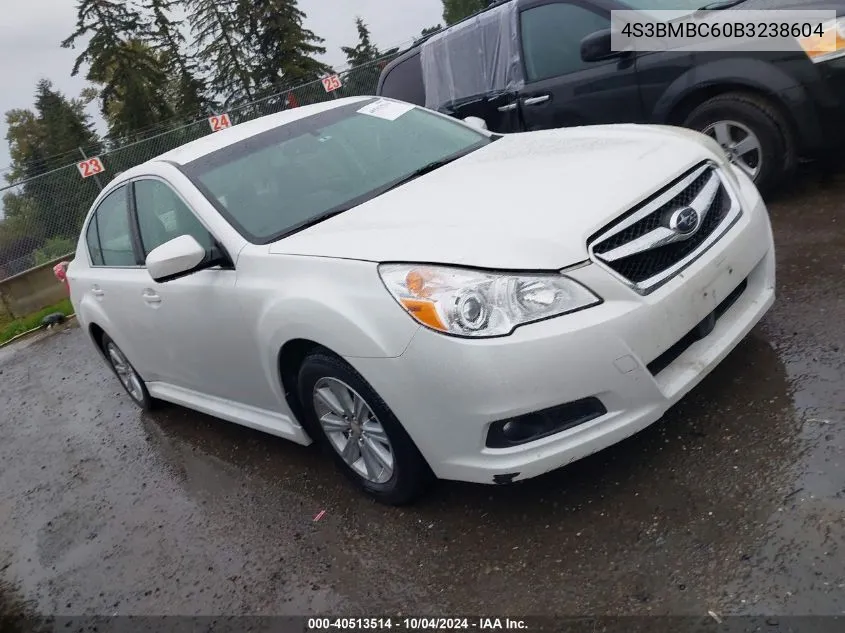 2011 Subaru Legacy 2.5I Premium VIN: 4S3BMBC60B3238604 Lot: 40513514