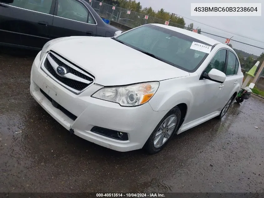 2011 Subaru Legacy 2.5I Premium VIN: 4S3BMBC60B3238604 Lot: 40513514