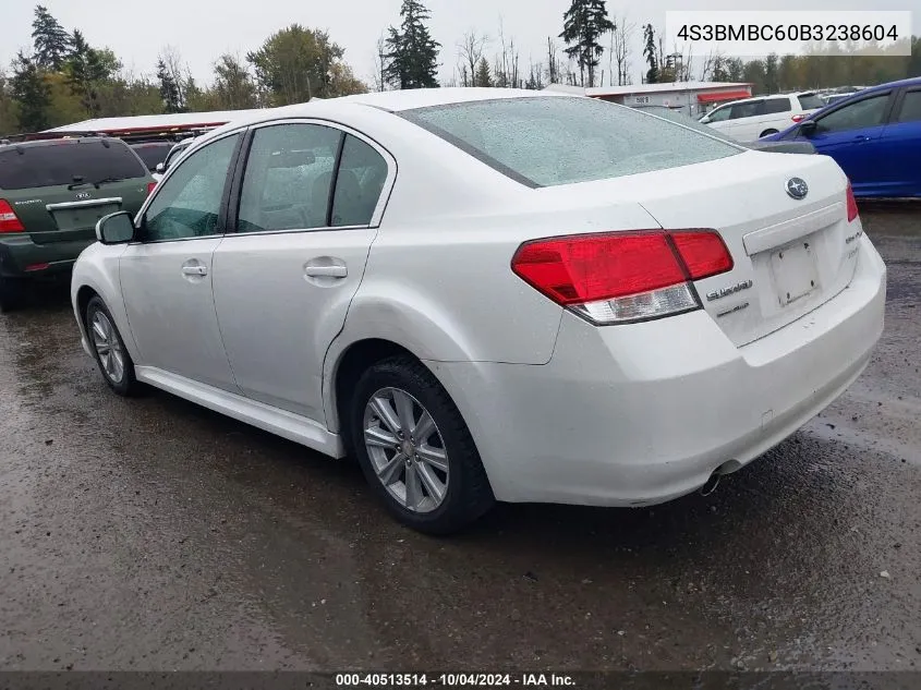 2011 Subaru Legacy 2.5I Premium VIN: 4S3BMBC60B3238604 Lot: 40513514