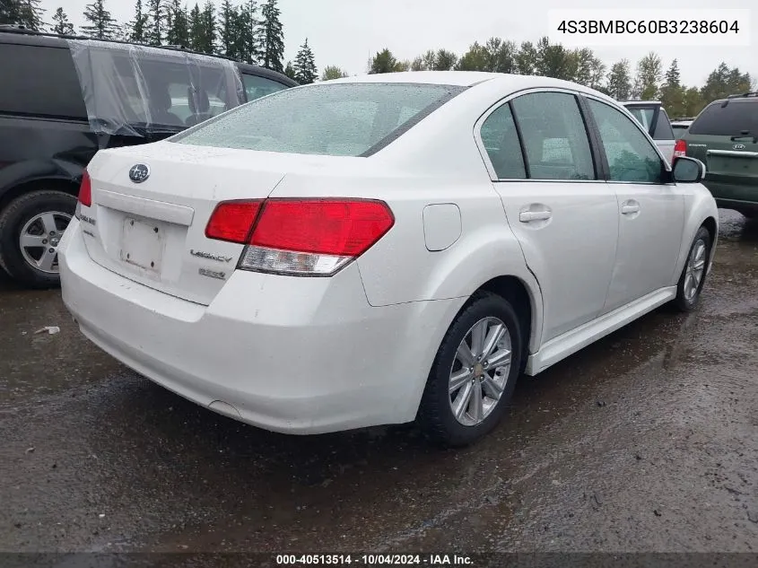 2011 Subaru Legacy 2.5I Premium VIN: 4S3BMBC60B3238604 Lot: 40513514