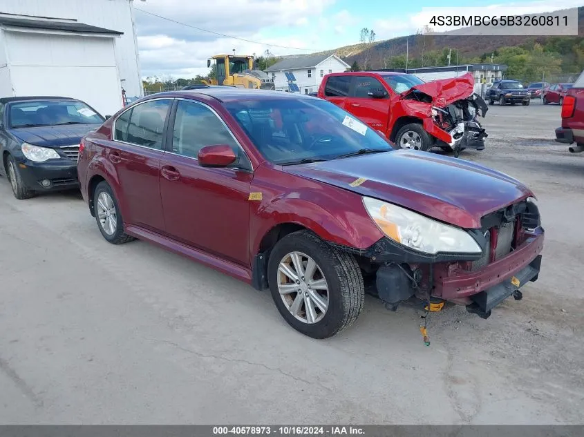 2011 Subaru Legacy 2.5I Premium VIN: 4S3BMBC65B3260811 Lot: 40578973