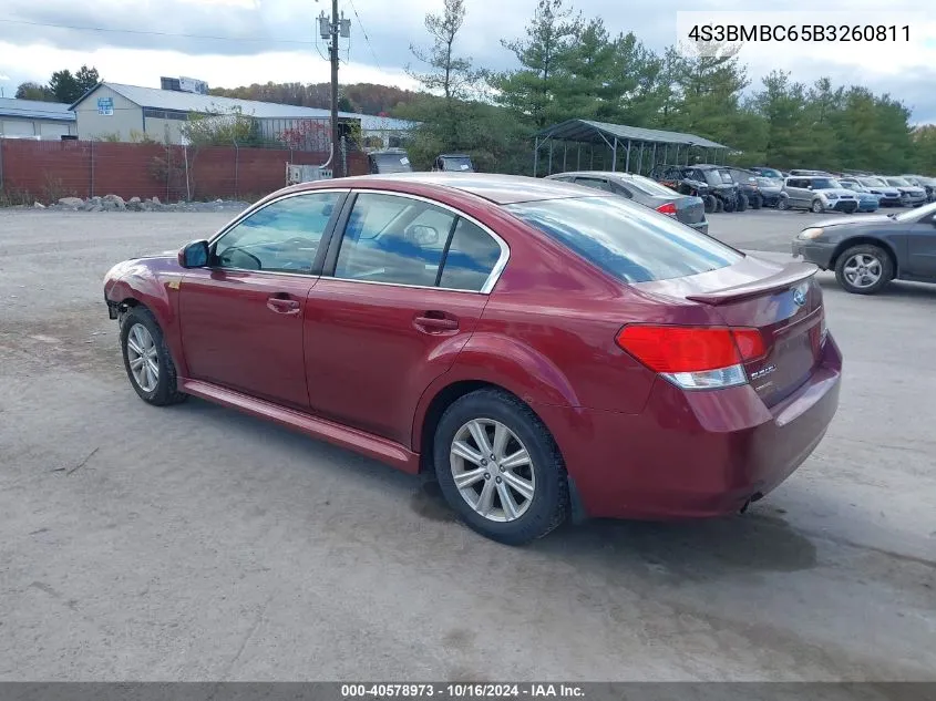 2011 Subaru Legacy 2.5I Premium VIN: 4S3BMBC65B3260811 Lot: 40578973