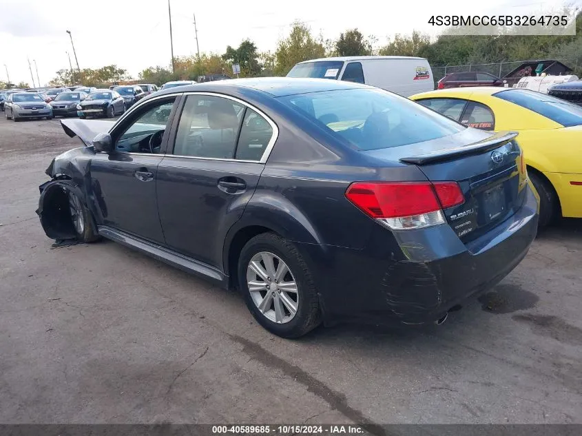 2011 Subaru Legacy 2.5I Premium VIN: 4S3BMCC65B3264735 Lot: 40589685